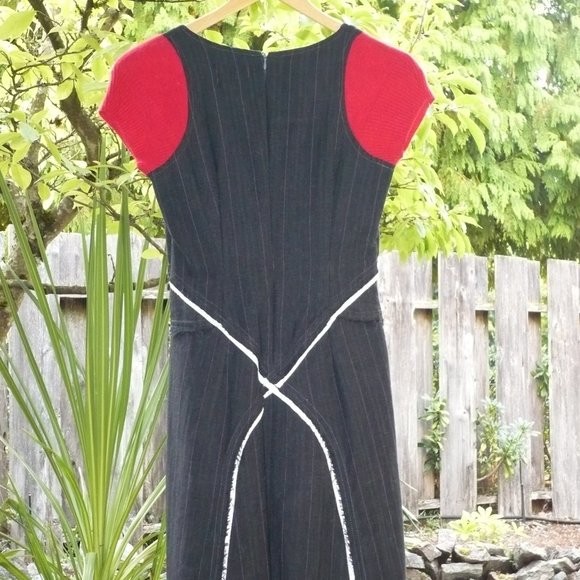 Whimsigoth Wool Knit Red Cap Sleeve Dress - Picture 4 of 13